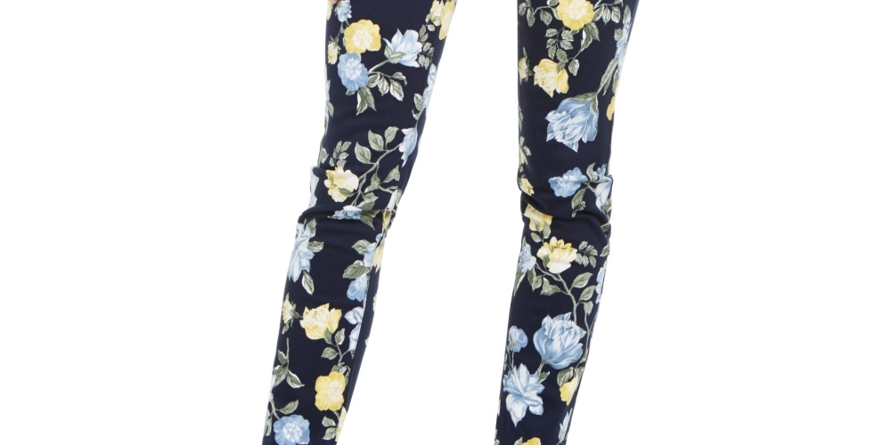 Calça jeans feminina Charter Club Floral Lexington com perna reta, azul, tamanho 8