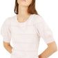 Suéter feminino Maison Jules com mangas bufantes, rosa, tamanho grande