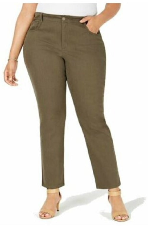 Calça Chino Feminina Estilo &amp; Co Reta Verde Tamanho 12