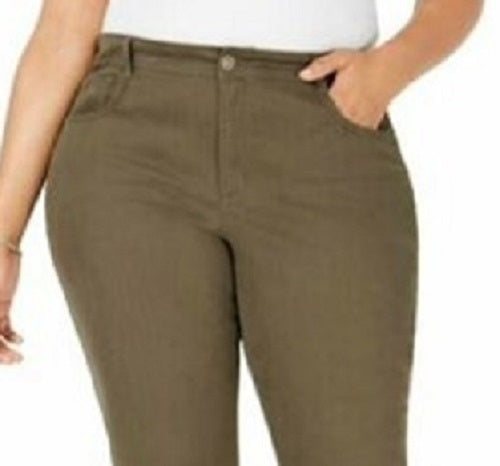 Calça Chino Feminina Estilo &amp; Co Reta Verde Tamanho 12
