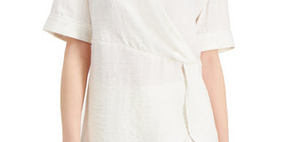 Blusa feminina Alfani com gola frontal drapeada, branca, tamanho pequeno médio