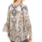 Blusa feminina estampada com mangas curtas e babados, tamanho médio, estilo Style &amp; Co