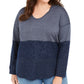 Moletom com capuz feminino plus size com blocos de cores estilo &amp; co, azul-marinho, tamanho 1X