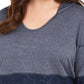 Moletom com capuz feminino plus size com blocos de cores estilo &amp; co, azul-marinho, tamanho 1X