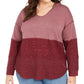Moletom com capuz feminino plus size colorblocked Style &amp; Co, vermelho, tamanho 3X