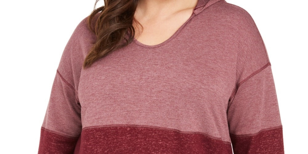 Moletom com capuz feminino plus size colorblocked Style &amp; Co, vermelho, tamanho 3X