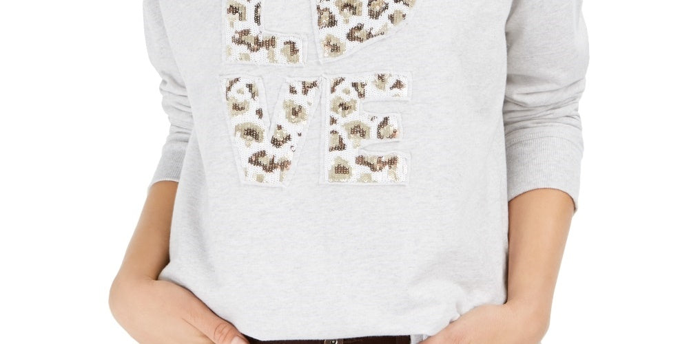 Moletom feminino de algodão com estampa gráfica estilo &amp; co, cinza, tamanho XX-G