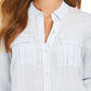 Camisa feminina listrada texturizada com botões Charter Club, azul, tamanho X-S