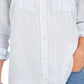 Camisa feminina listrada texturizada com botões Charter Club, azul, tamanho X-S