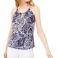 INC International Concepts Top Halter Estampado Feminino Tamanho Azul Marinho Pequeno Pequeno