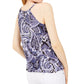 INC International Concepts Top Halter Estampado Feminino Tamanho Azul Marinho Pequeno Pequeno