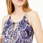 INC International Concepts Top Halter Estampado Feminino Tamanho Azul Marinho Pequeno Pequeno