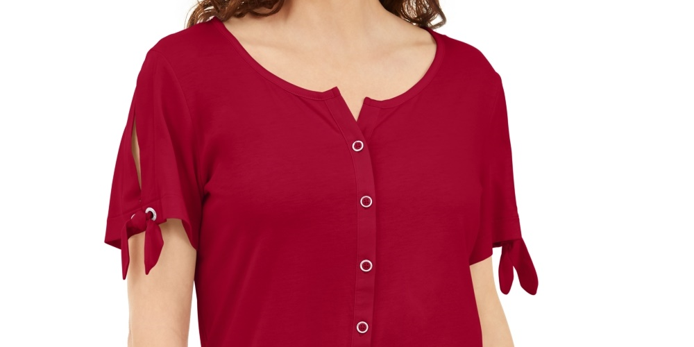 Karen Scott Blusa Feminina com Botões Frontais Vermelha Tamanho X-S