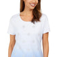 Karen Scott Blusa Feminina Daisy-Shine Gola Redonda Azul Tamanho Médio