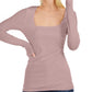 Blusa feminina canelada com decote quadrado, rosa, tamanho médio, da INC International Concepts