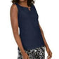 Regata feminina Karen Scott com decote em V e detalhe de buraco de fechadura, tamanho azul marinho, extra pequeno
