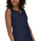 Regata feminina Karen Scott com decote em V e detalhe de buraco de fechadura, tamanho azul marinho, extra pequeno
