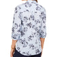 Blusa feminina de algodão estampada com botões Charter Club, azul, tamanho XX-G