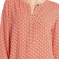 Top feminino estampado com pregas nas costas, tamanho médio, vermelho, da coleção JM