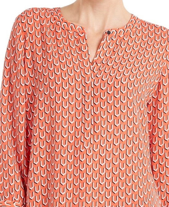 Top feminino estampado com pregas nas costas, tamanho médio, vermelho, da coleção JM