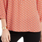 Top feminino estampado com pregas nas costas, tamanho médio, vermelho, da coleção JM
