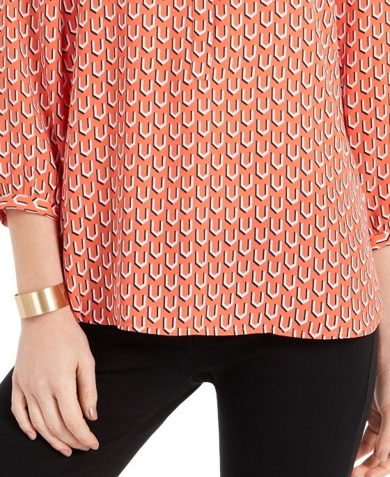 Top feminino estampado com pregas nas costas, tamanho médio, vermelho, da coleção JM