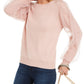 Suéter feminino com manga de tule INC International Concepts, rosa, tamanho grande
