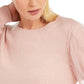 Suéter feminino com manga de tule INC International Concepts, rosa, tamanho grande