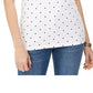 Karen Scott Blusa feminina de algodão com decote canoa e estampa bordada, tamanho médio, branca