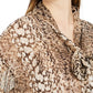 Blusa túnica feminina marrom transparente com estampa de manga comprida, tamanho médio, da INC International Concepts
