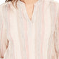 Blusa listrada com decote aberto e manga curta feminina Style &amp; Co, rosa, tamanho pequeno