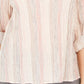 Blusa listrada com decote aberto e manga curta feminina Style &amp; Co, rosa, tamanho pequeno