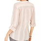 Blusa listrada com decote aberto e manga curta feminina Style &amp; Co, tamanho X-G