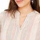 Blusa listrada com decote aberto e manga curta feminina Style &amp; Co, tamanho X-G
