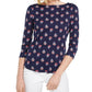Top feminino com estampa de gola canoa Charter Club, vermelho, tamanho pequeno