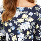 Charter Club Blusa feminina de algodão pima com estampa floral e gola canoa, azul, tamanho médio