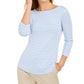 Blusa listrada feminina Charter Club manga 3/4 roxa tamanho grande