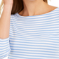 Blusa listrada feminina Charter Club manga 3/4 roxa tamanho grande