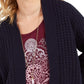 Cardigan feminino de malha grossa com frente aberta, tamanho pequeno, azul marinho, estilo &amp; co