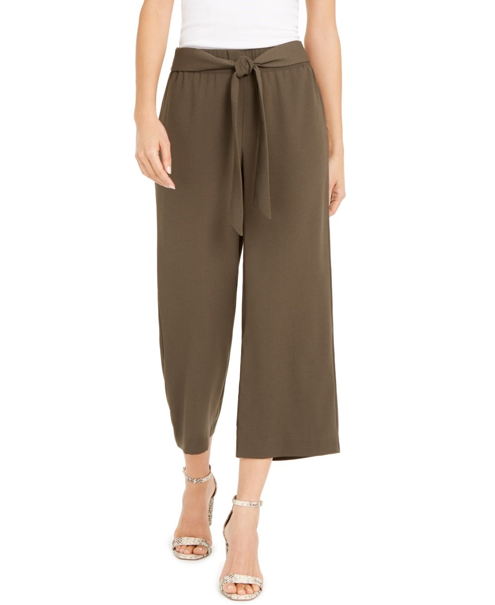 Calça Culotte Feminina com Amarração Frontal da INC International Concepts, Verde, Tamanho Médio