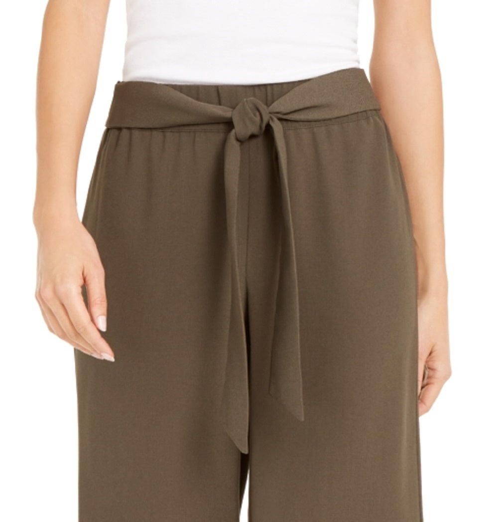 Calça Culotte Feminina com Amarração Frontal da INC International Concepts, Verde, Tamanho Médio