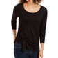 Blusa feminina com amarração frontal, preta, tamanho X-S