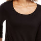 Blusa feminina com amarração frontal, preta, tamanho X-S