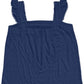 Regata feminina com alças largas e bordado estilo &amp; co, azul-marinho, tamanho grande