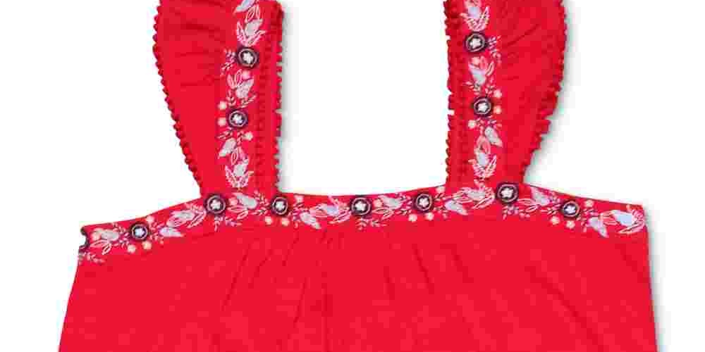 Blusa feminina Style &amp; Co, cropped cereja, babados, bordados, vermelha, tamanho X-Large