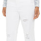 Calça jeans feminina reta e rasgada, estilo &amp; co, branca, tamanho 2