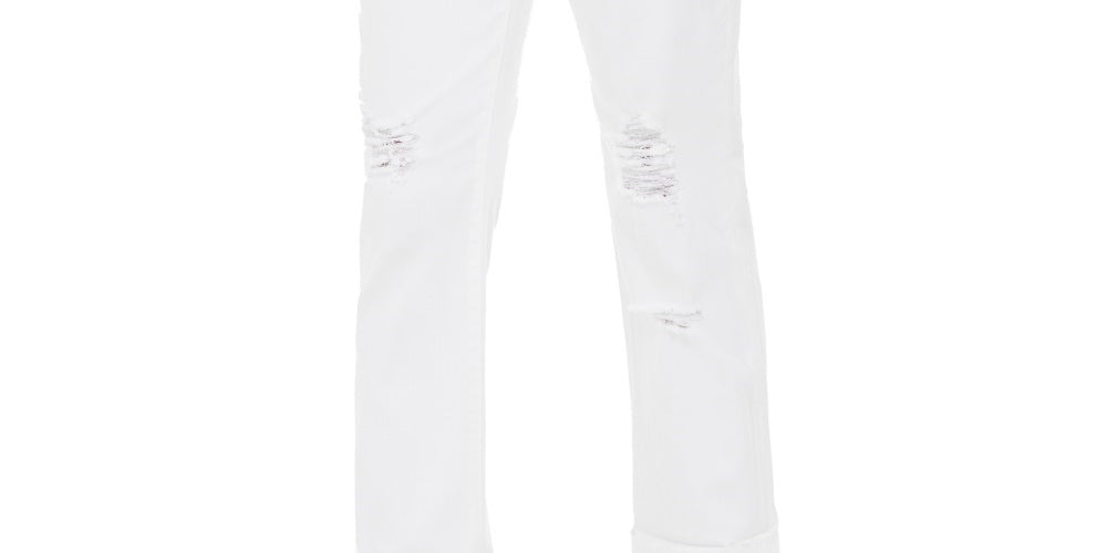 Calça jeans feminina reta e rasgada, estilo &amp; co, branca, tamanho 2