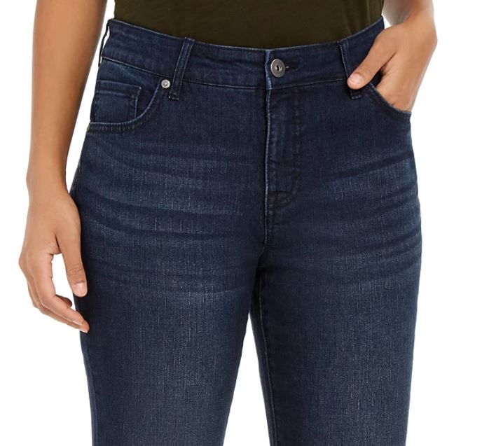 Jeans feminino estilo &amp; co moderno reto cintura média azul tamanho 4