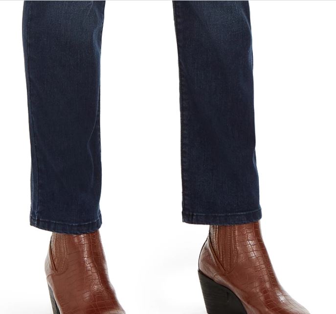 Jeans feminino estilo &amp; co moderno reto cintura média azul tamanho 4