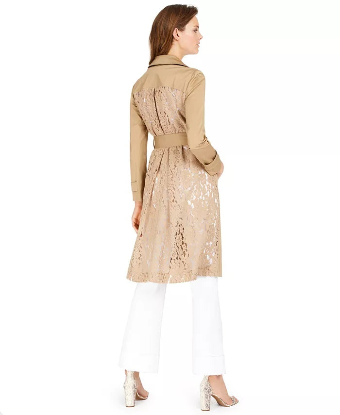 INC International Concepts Casaco longo plus size com renda nas costas, cinza, tamanho 2X, feminino